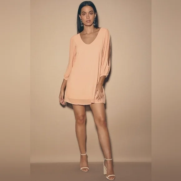 Lulu's Shifting Dears Blush Pink Shift Dress Size XS - Picture 3 of 15